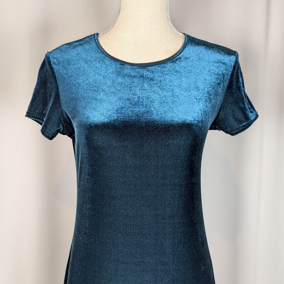 Vintage Y2K Velvet Short Sleeve Maxi Dress Dark Green Size Medium - Picture 4 of 13